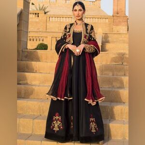 NEW Beautiful Bollywood black golden soft fabric high quality anarkali dress